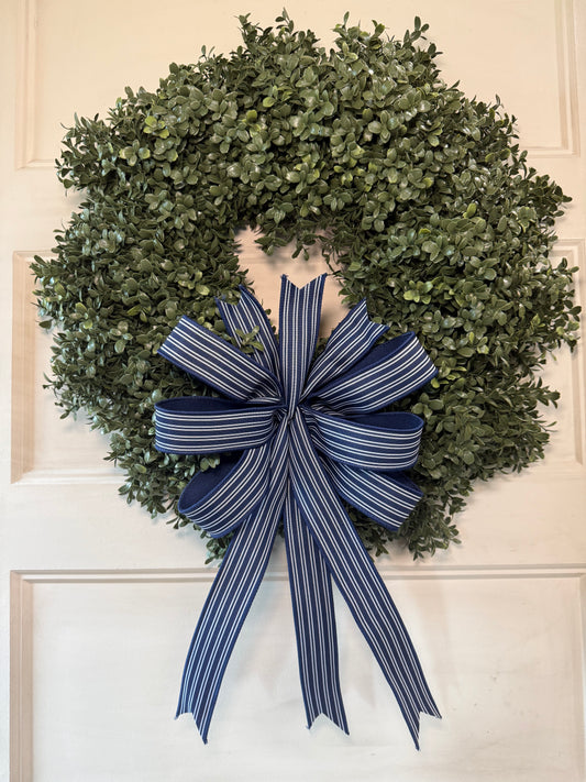 Classic navy & white striped bow