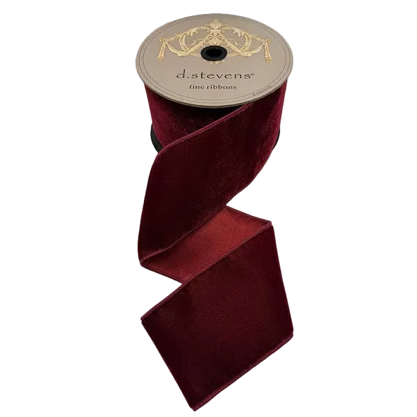 Burgundy Velvet Wired Ribbon (4inch)