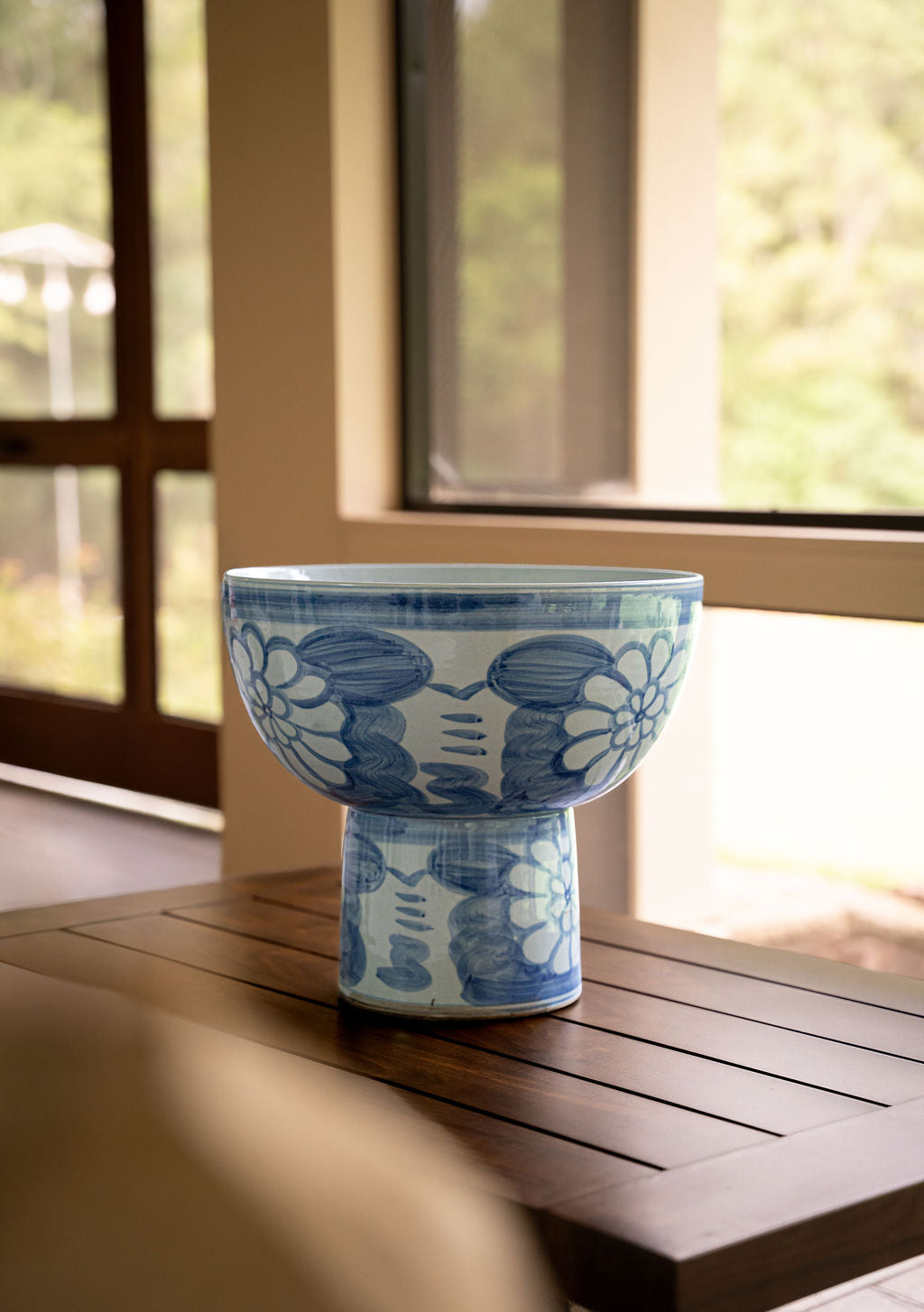 Emma Blue Pedestal Bowl