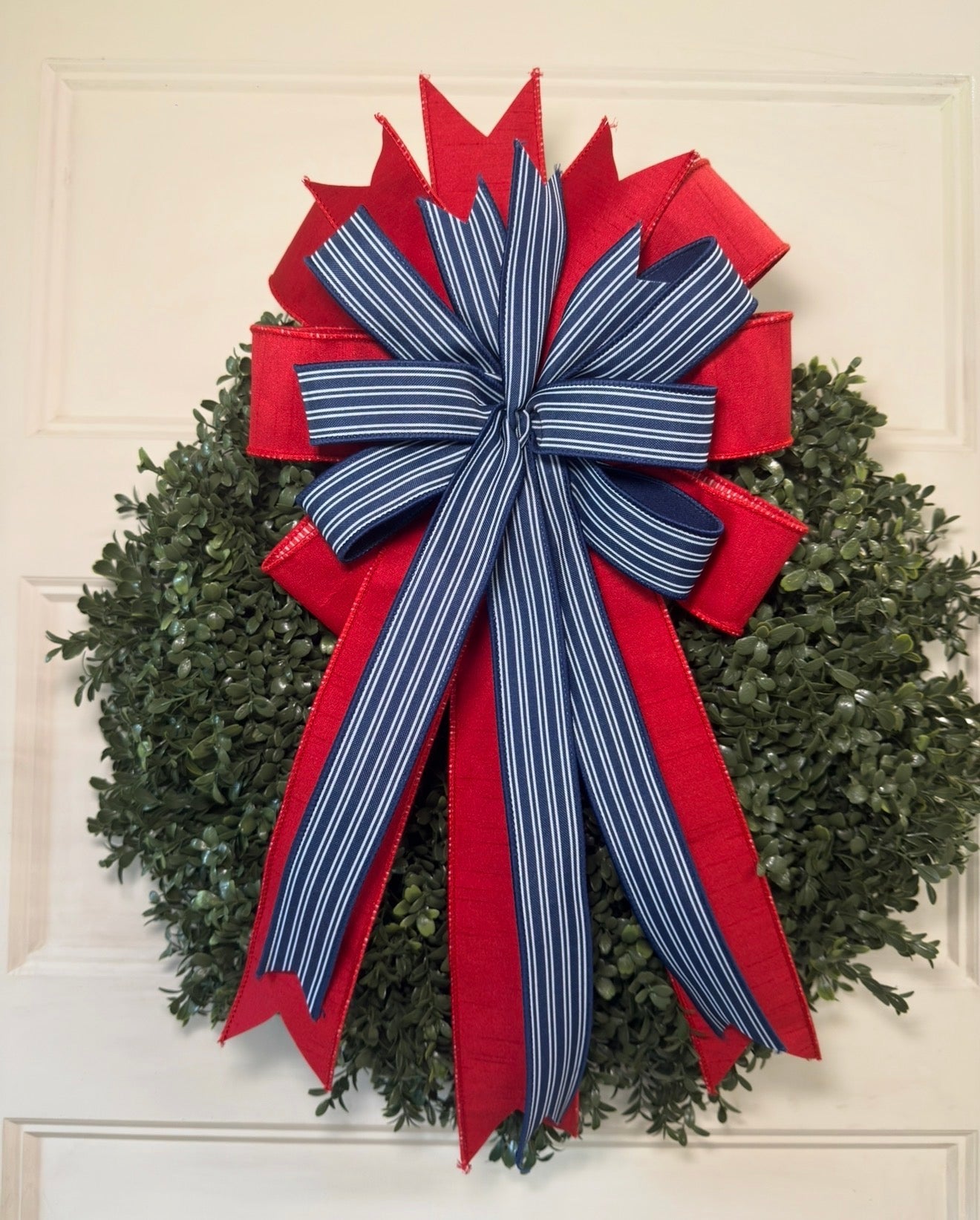 Navy stripe patriotic bow