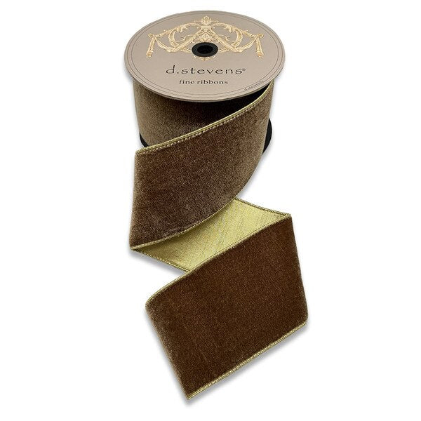 Brown Velvet & Gold Ribbon