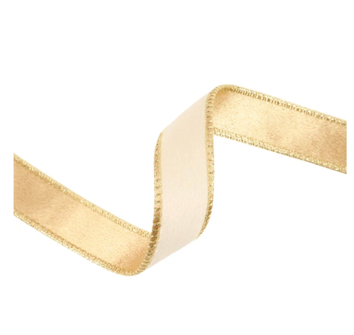 Cream & Gold Wired Ribbon