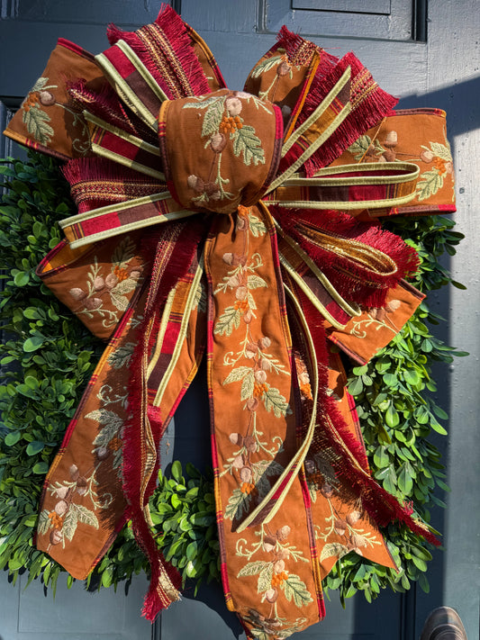 JME Large Embroidered Fall Bow