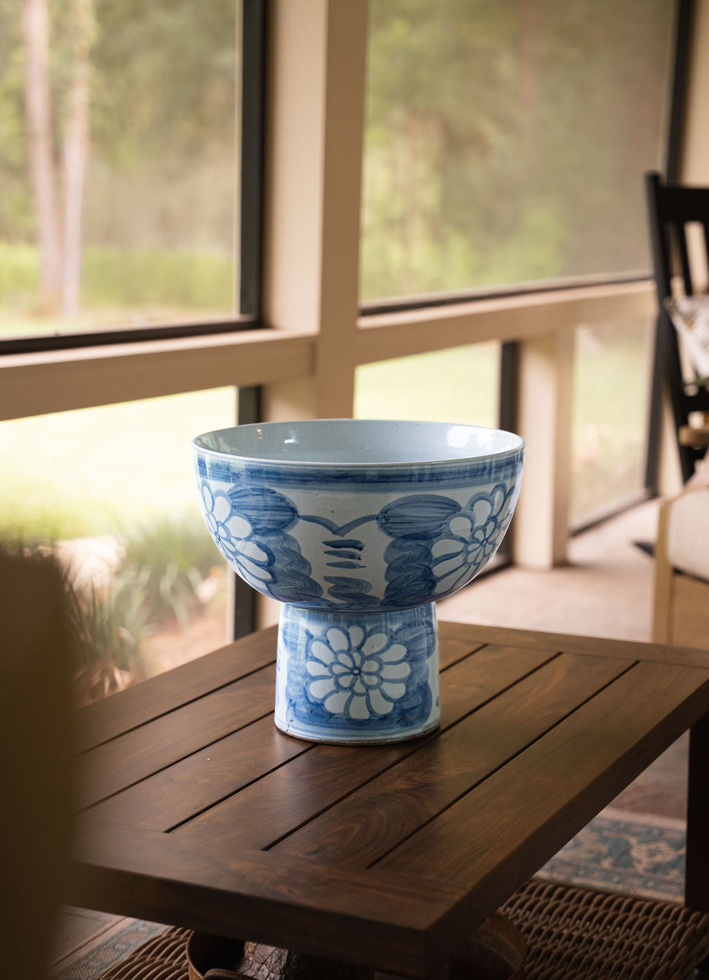 Emma Blue Pedestal Bowl