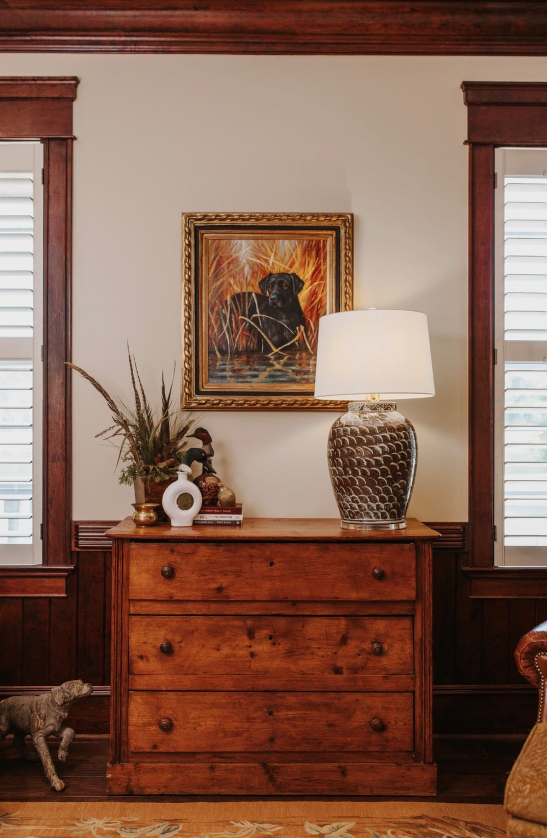 Maddox Scalloped Brown Lamp (33”)