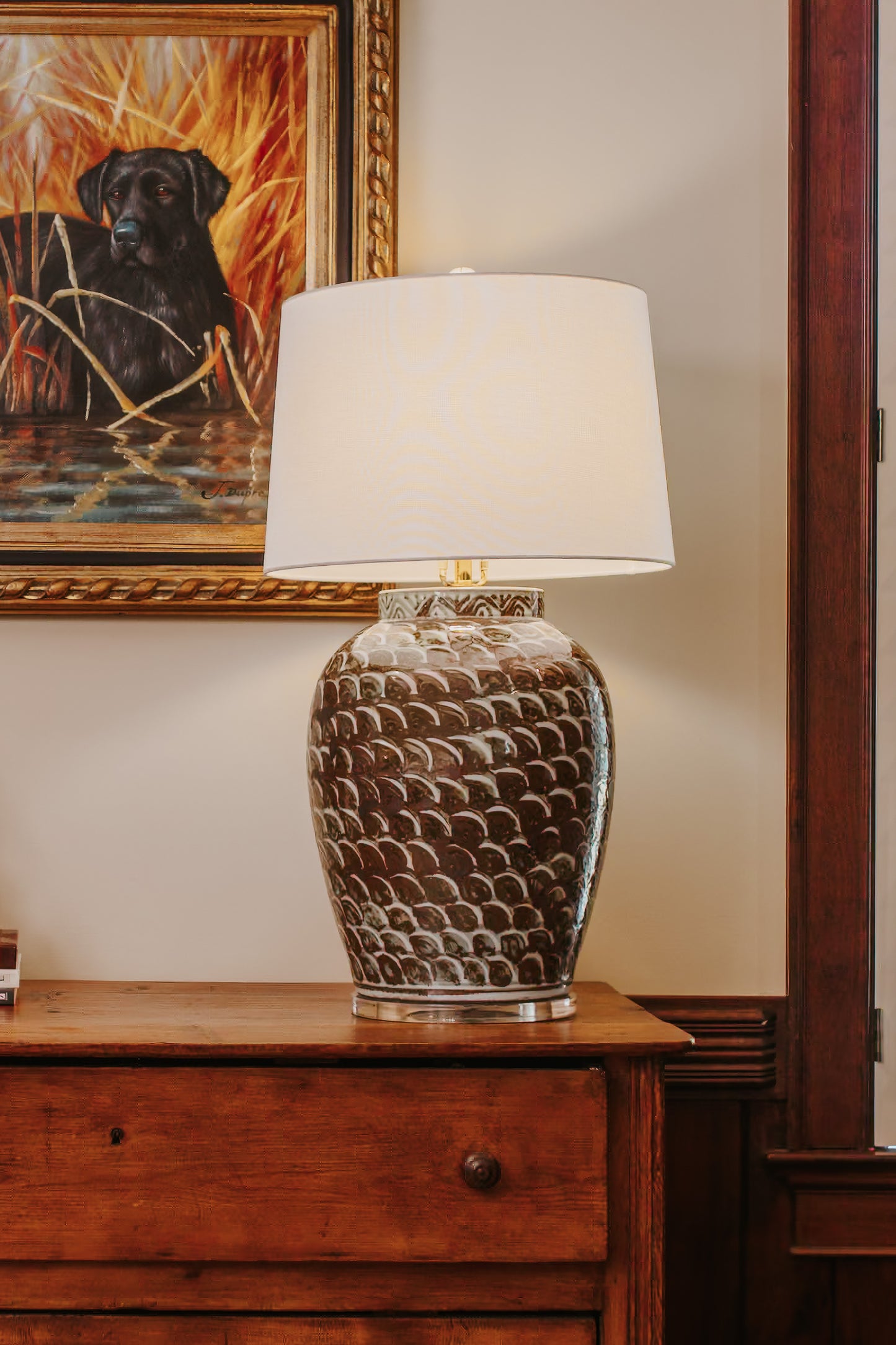 Maddox Scalloped Brown Lamp (33”)