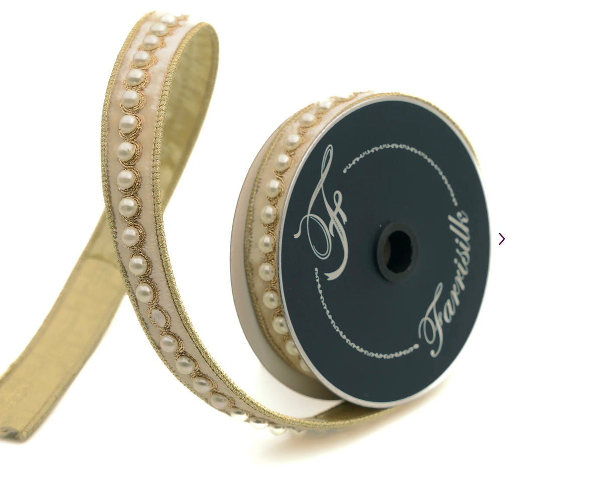 Pearl Trim Wired Ribbon