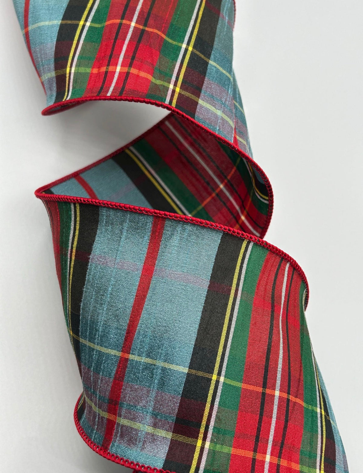 Tartan Blue & Red Plaid Ribbon