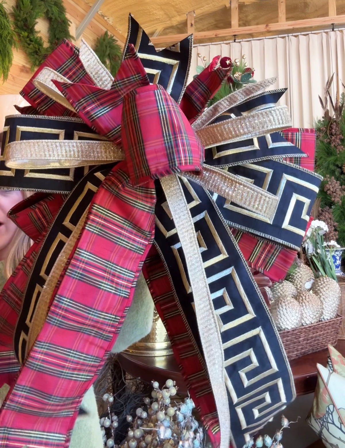 Greek Key Christmas Bow