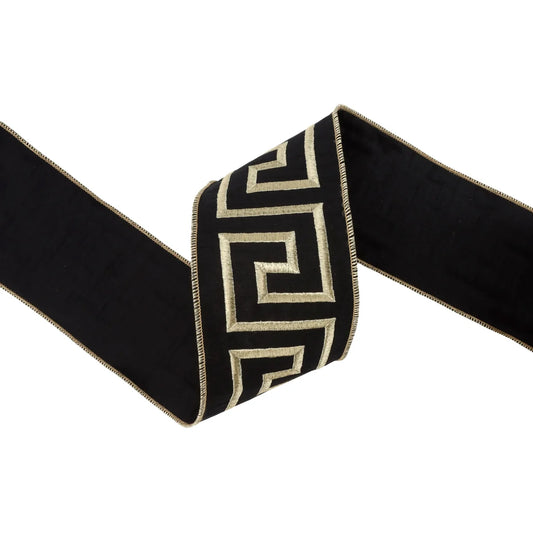 Gold & Black Greek Key Ribbon