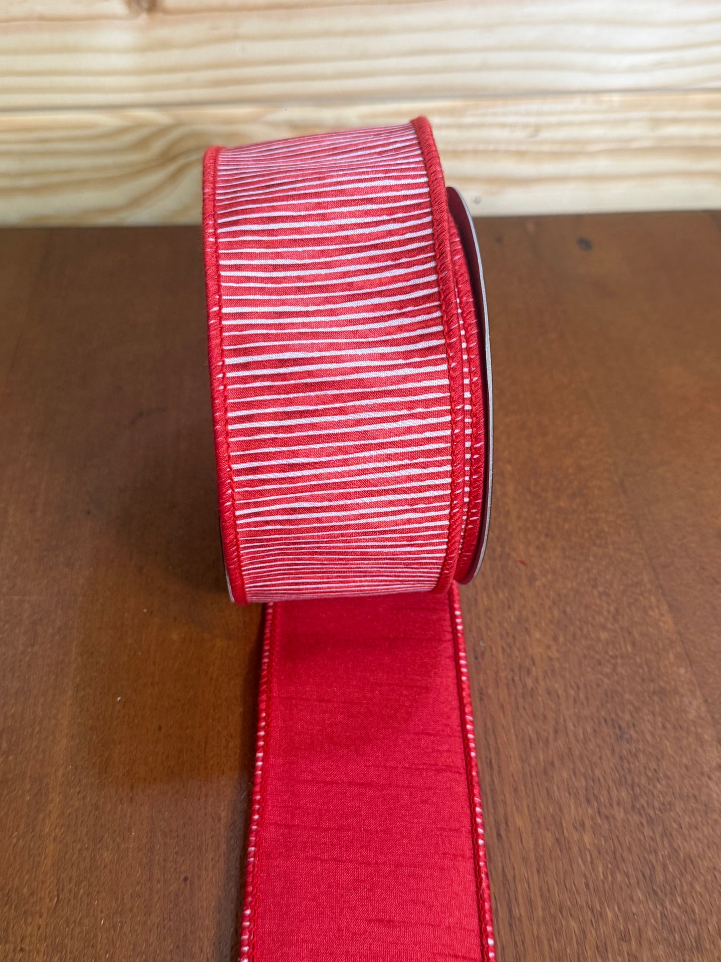 John Mark Mini Stripe Dupion Red
