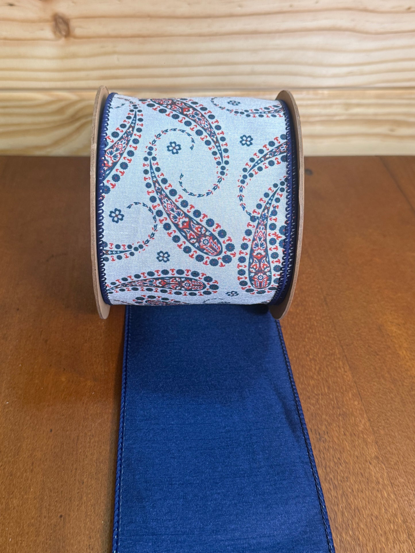 Patriotic Paisley Wired Dupioni Ribbon