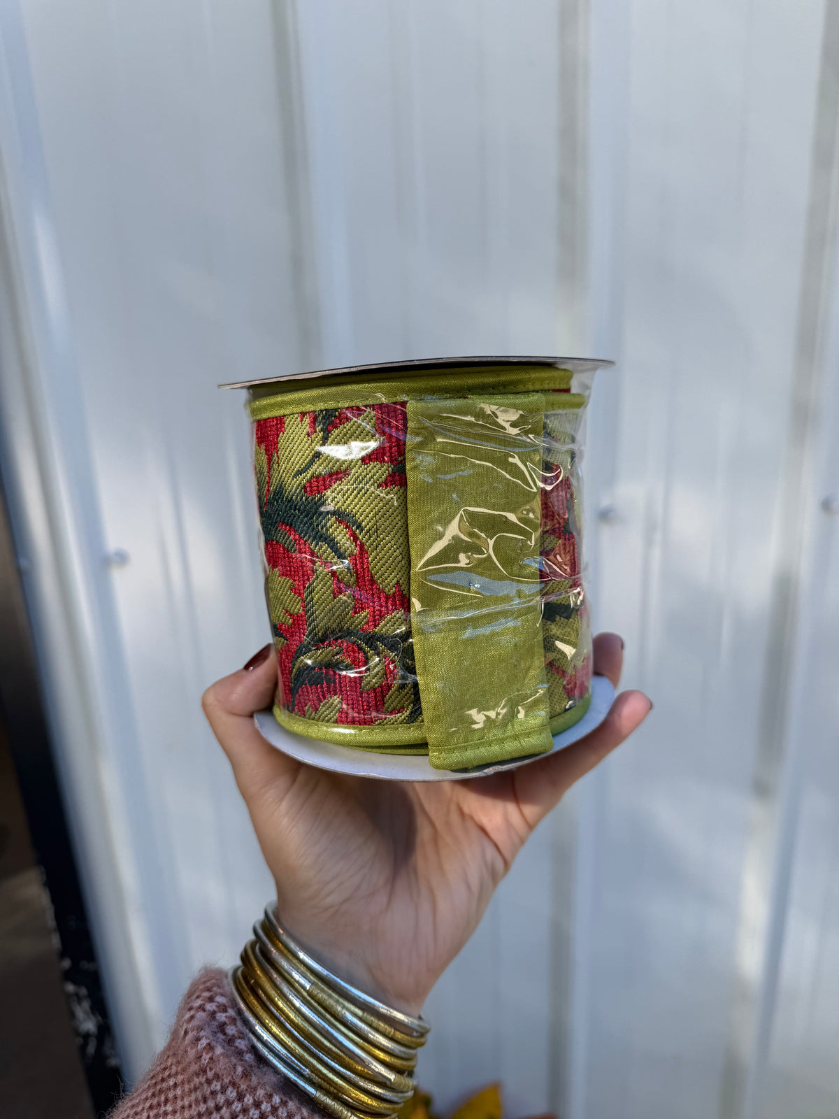 Chartreuse & Christmas Red JME Wired Ribbon 4”