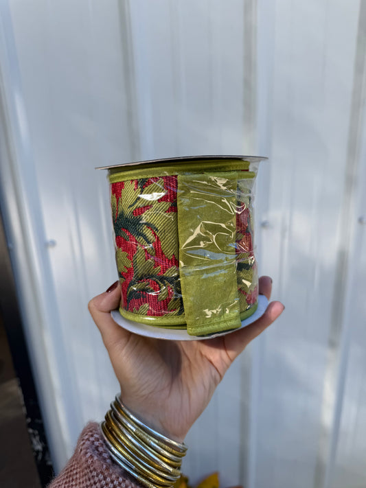 Chartreuse & Christmas Red JME Wired Ribbon 4”
